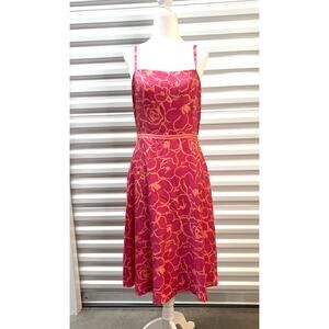 Ann Taylor Silk Sundress, Pink Orange Floral, Lined, Women’s Size 6